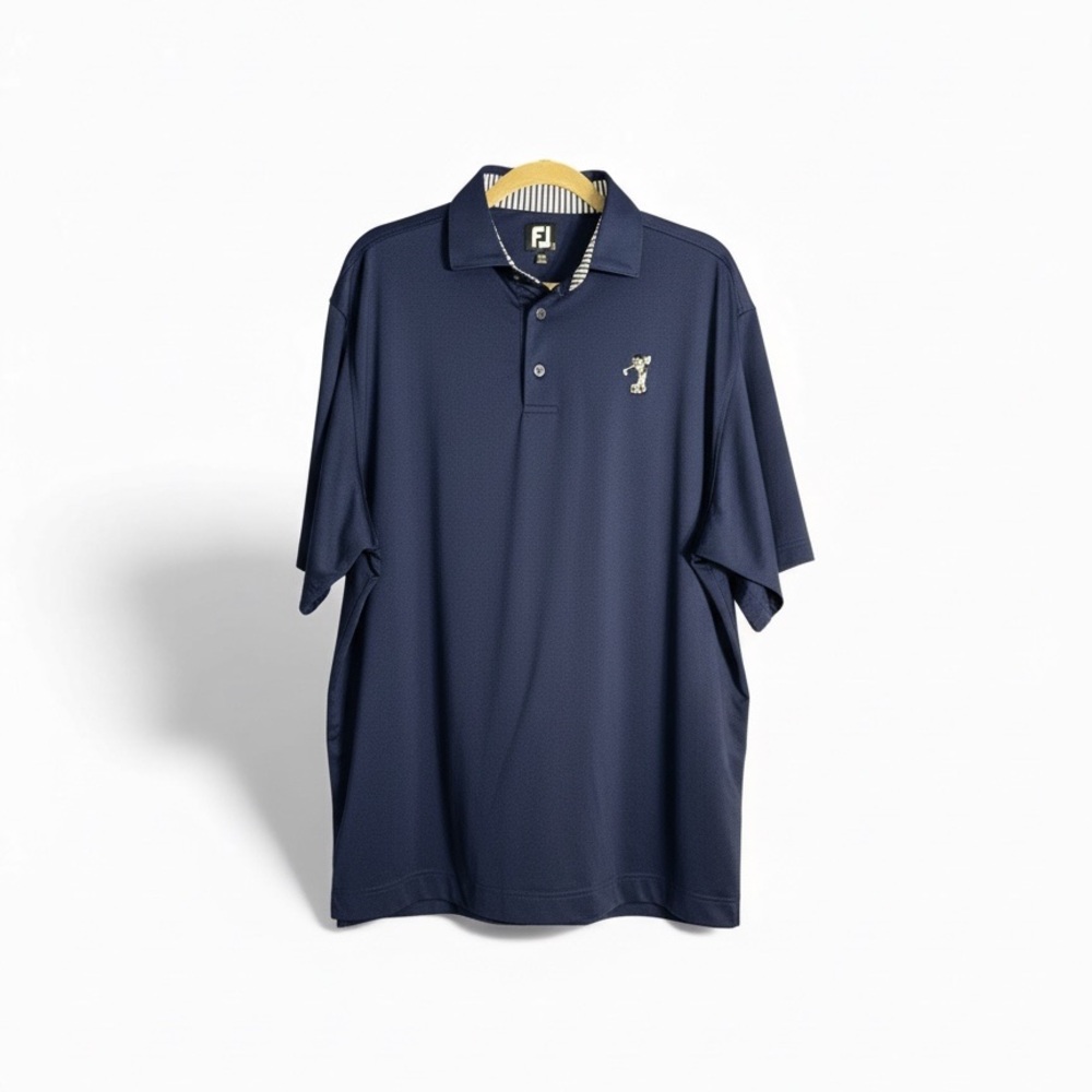 FootJoy Disney Large Men's Performance Navy Polo Golf Tennis Pickleball Shirt
